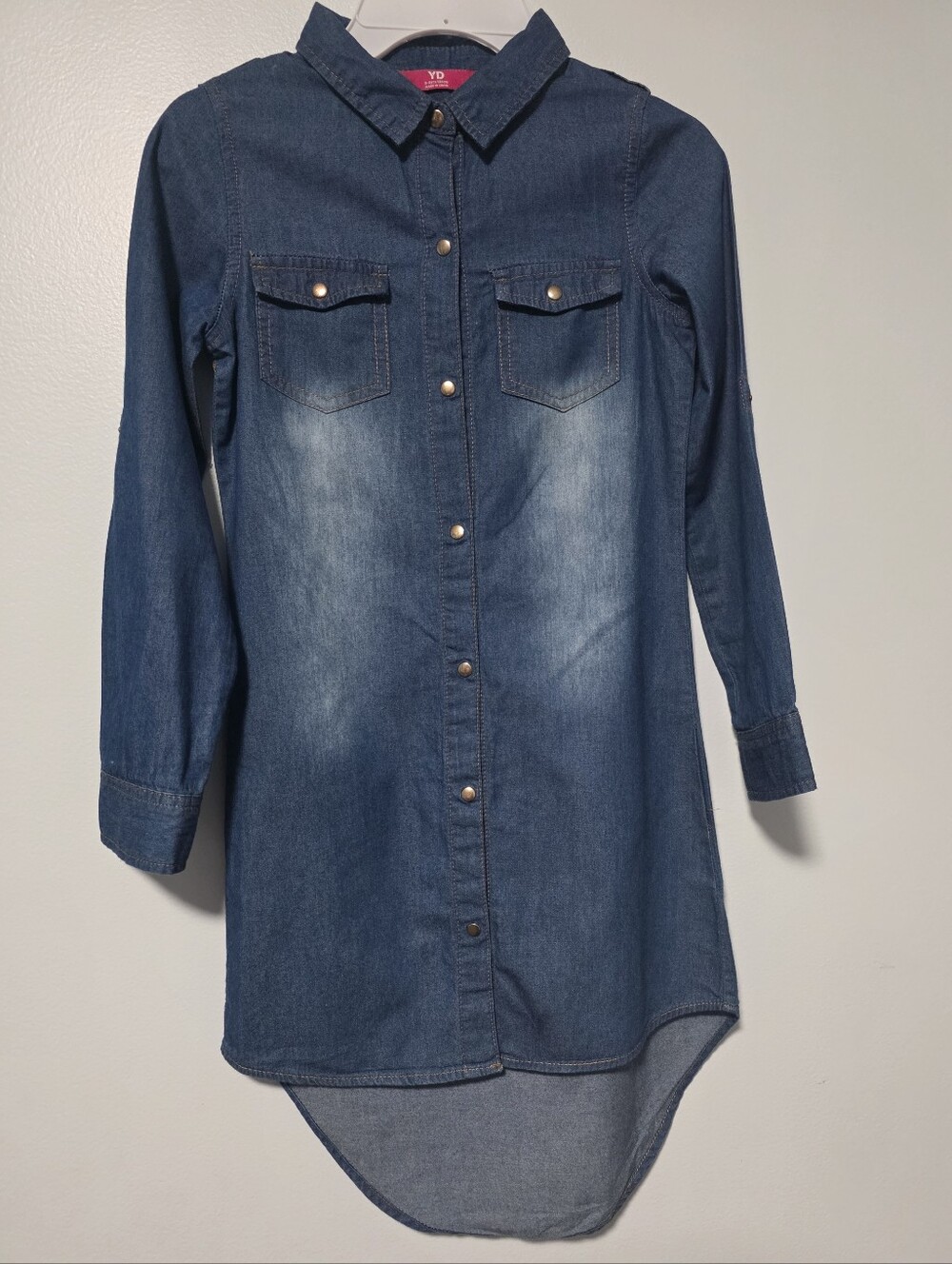 Girls' Size 8/9 Years Dark Blue Denim Shirt Dress - ( Kids Jeans)